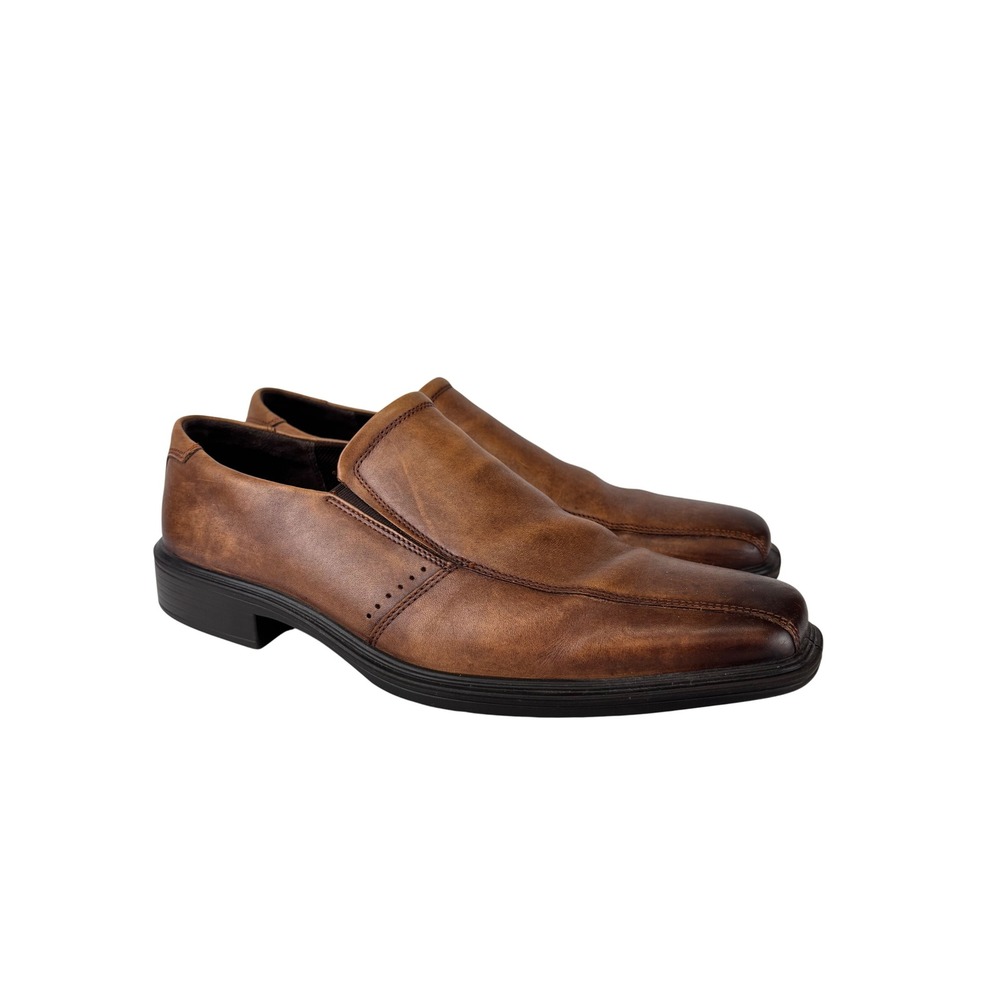 ECCO Men Loafers Size 10 Soft Leather Slip On Dress Shoes Casual Comfort Office